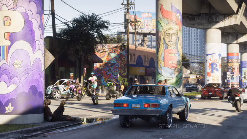 Mood board capturing early Vice City designs